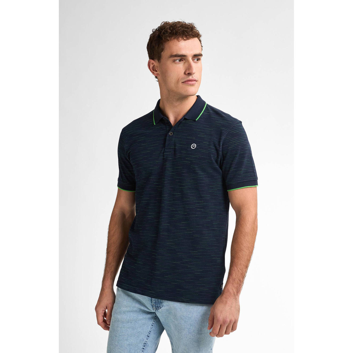 Petrol Industries regular polo donkerblauw