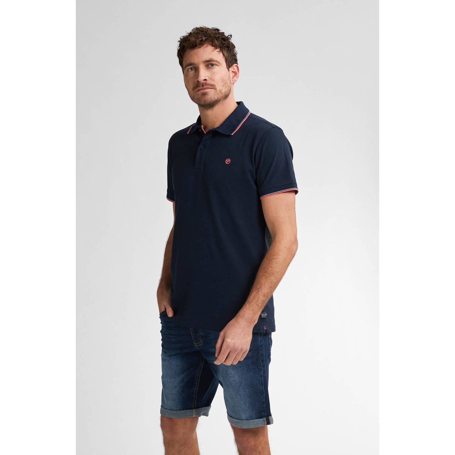 Petrol Industries regular polo donkerblauw