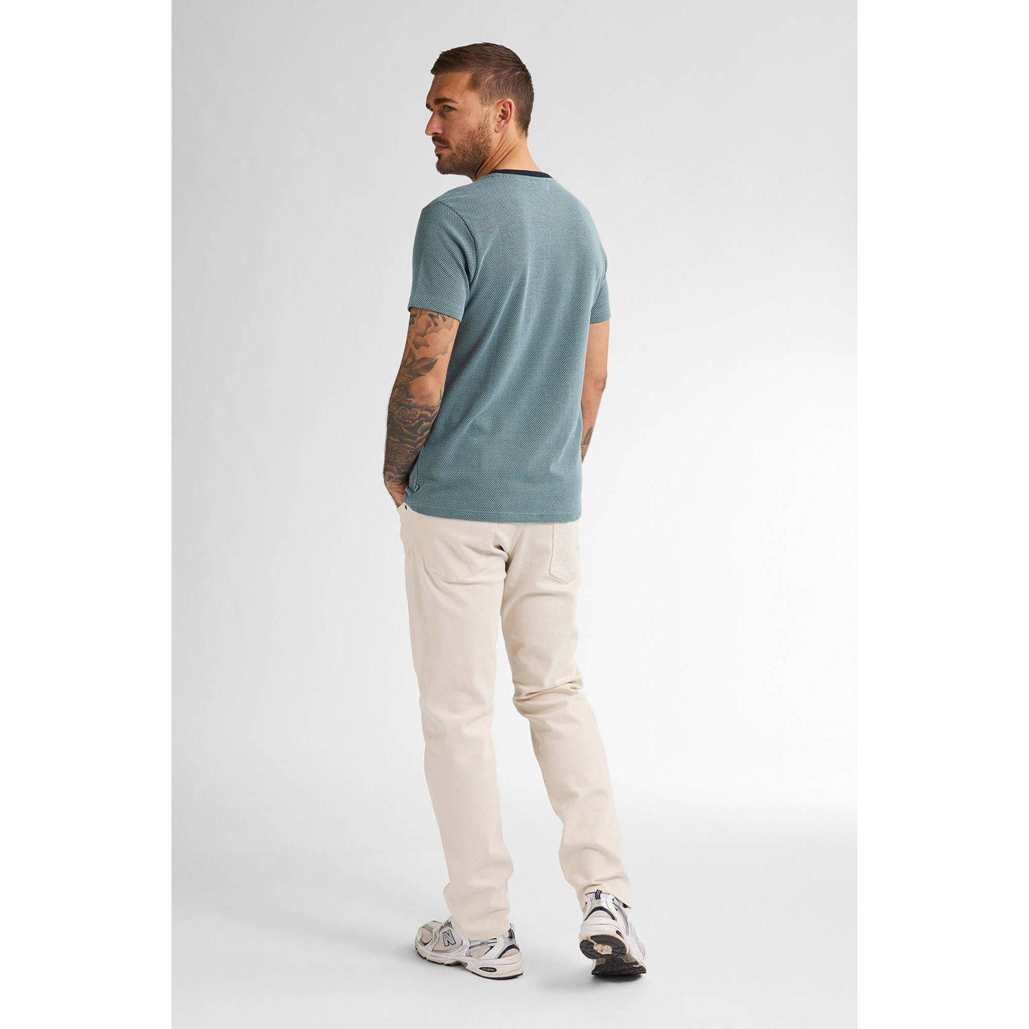Petrol Industries T-shirt met ingebreid patroon blauw