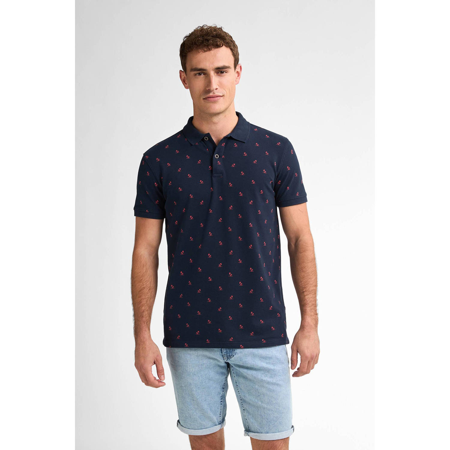 Petrol Industries regular polo donkerblauw