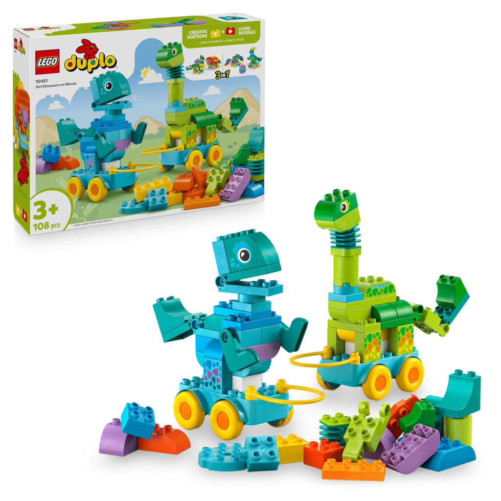 LEGO DUPLO Stad 3-in-1 Dinosaurussen op Wielen 10451