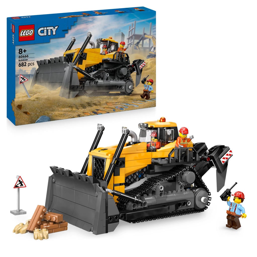 LEGO City Gele Bulldozer, Bouwplaatsvoertuig 60466