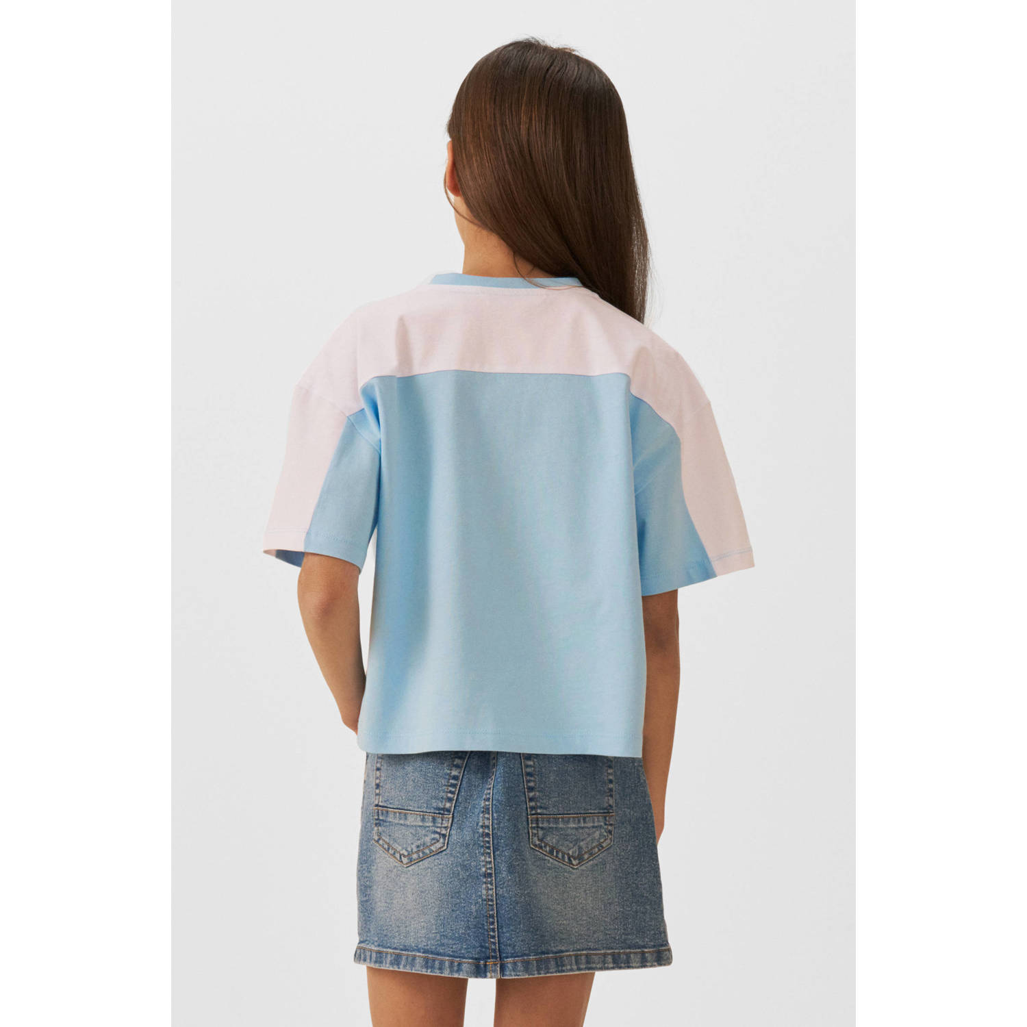 Coolcat boxy T-shirt Lori met printopdruk blauw