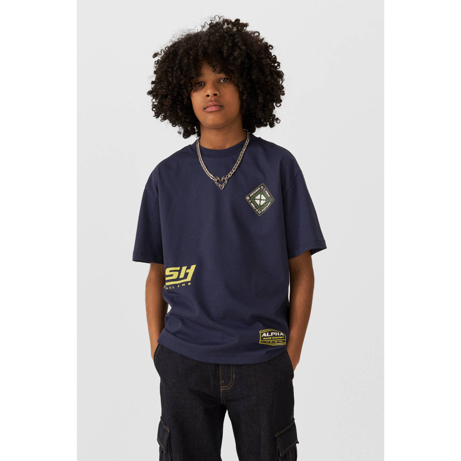 Coolcat T-shirt Mateo met logo's blauw
