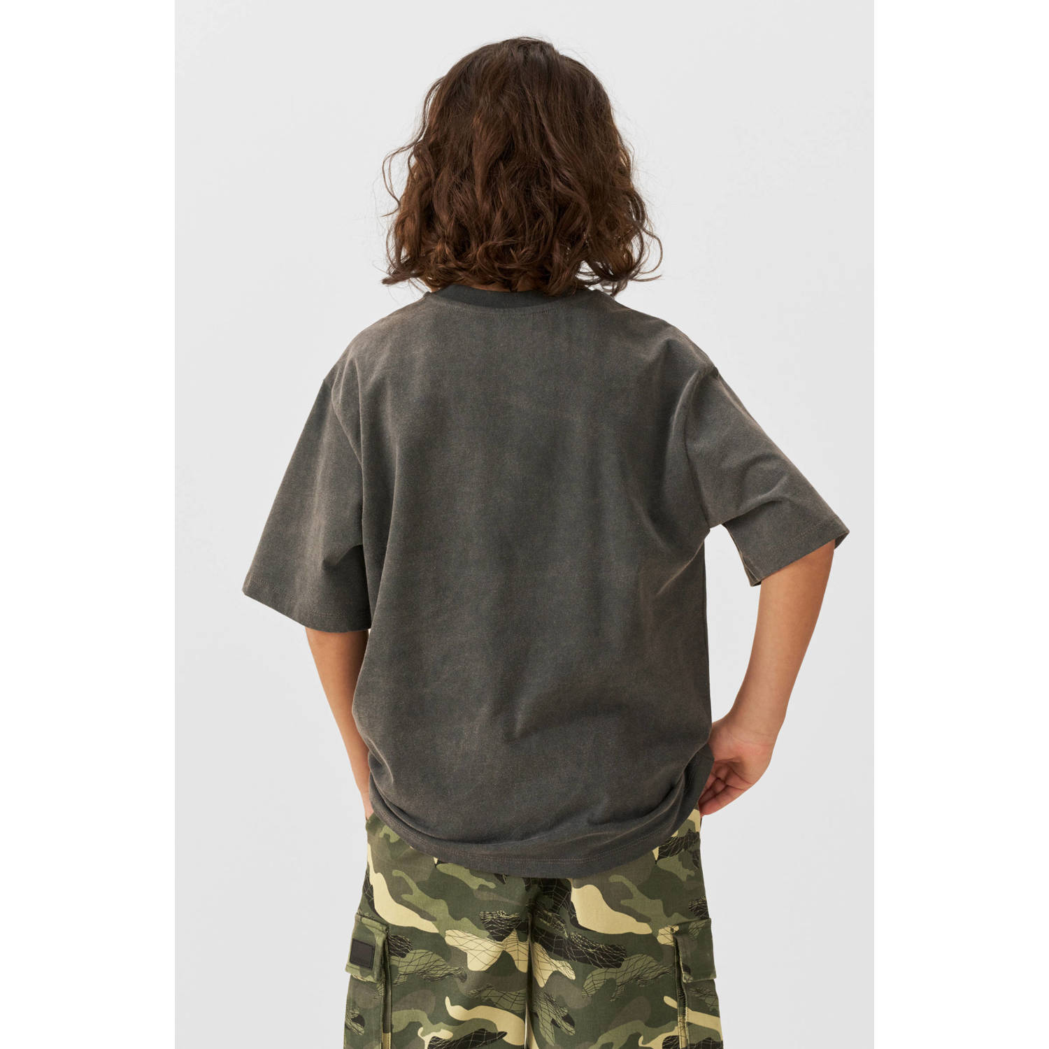 Coolcat oversized T-shirt Royce donkergrijs