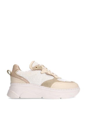 chunky leren sneakers beige