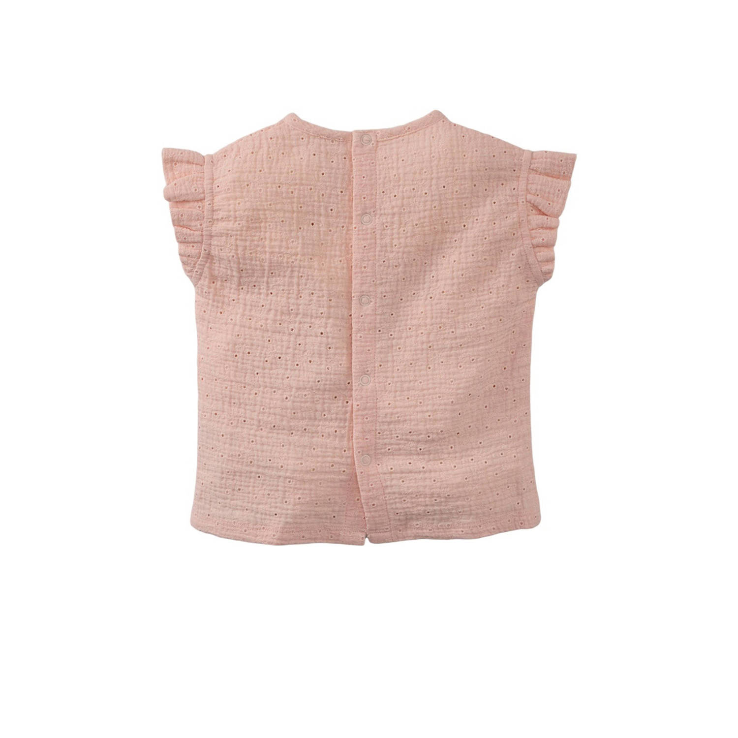 Z8 newborn top Olimpia met ruches en broderie roze