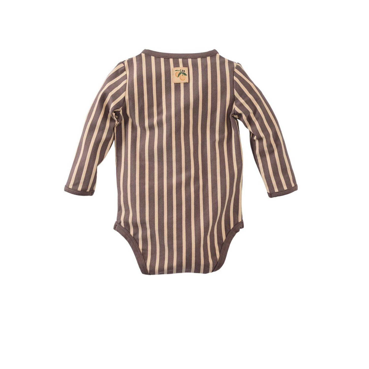 Z8 newborn romper Alfredo met streepdessin bruin zand