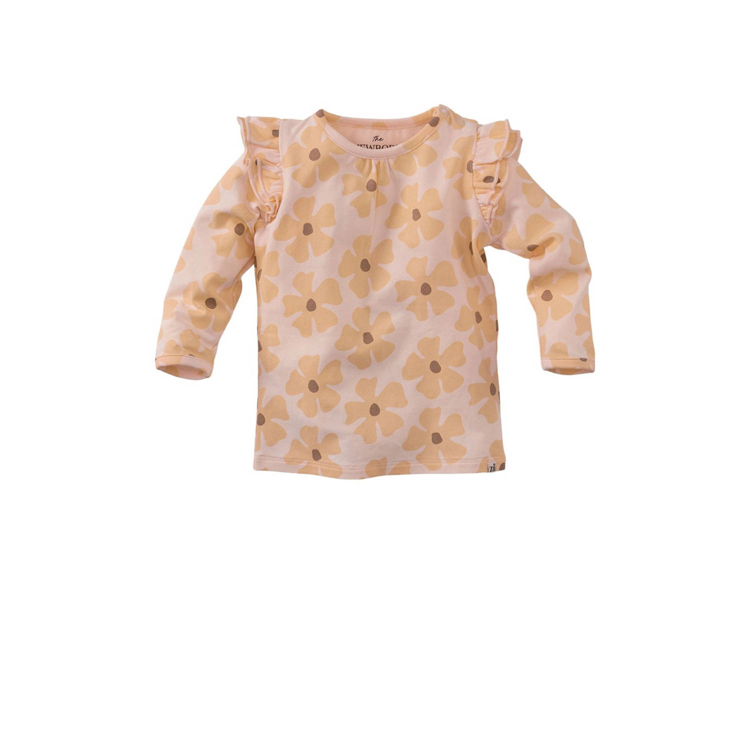 Z8 newborn longsleeve Mirella met bloemenprint lichtroze zachtoranje