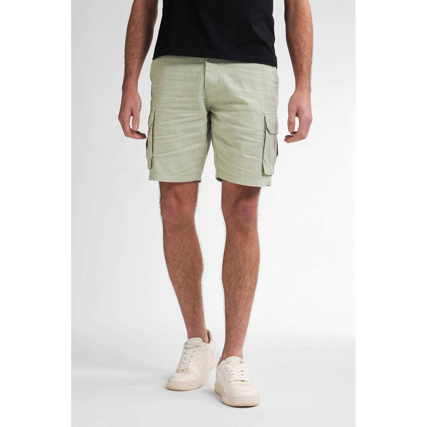 Petrol Industries linnen regular cargo short lichtgroen