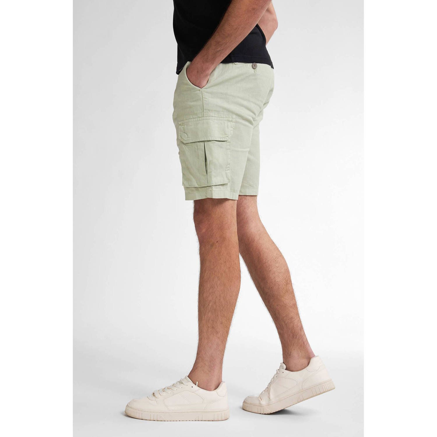 Petrol Industries linnen regular cargo short lichtgroen
