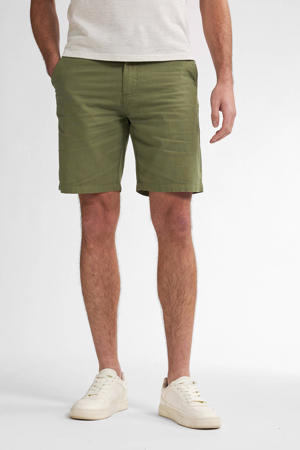 linnen regular chino short olijfgroen