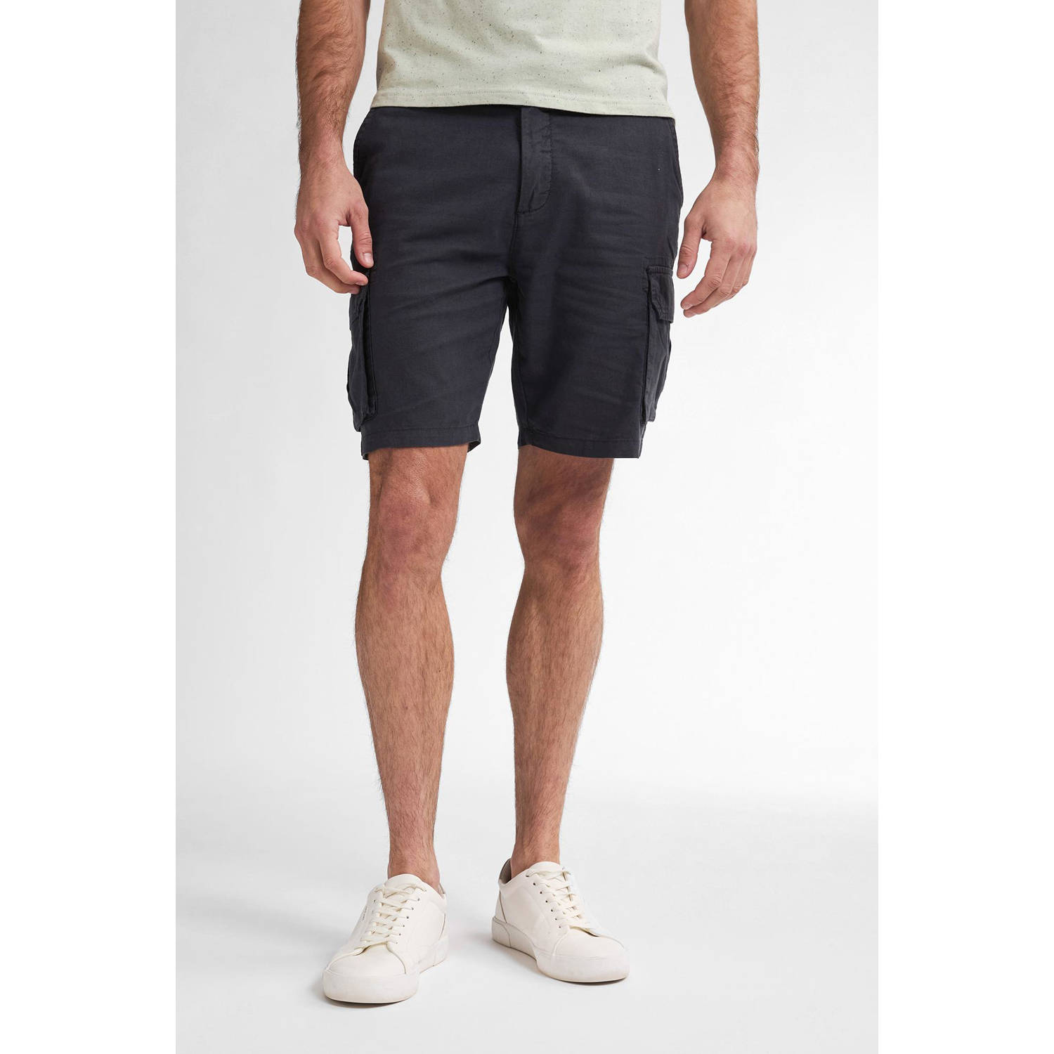 Petrol Industries linnen regular cargo short antraciet