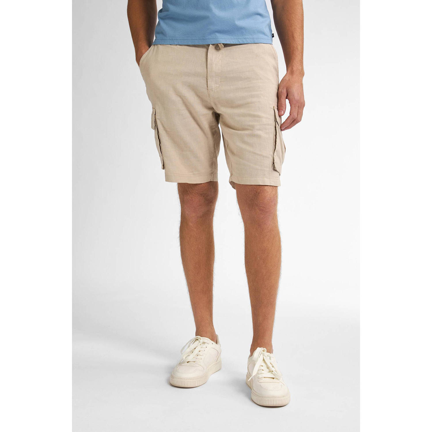 Petrol Industries linnen regular cargo short beige
