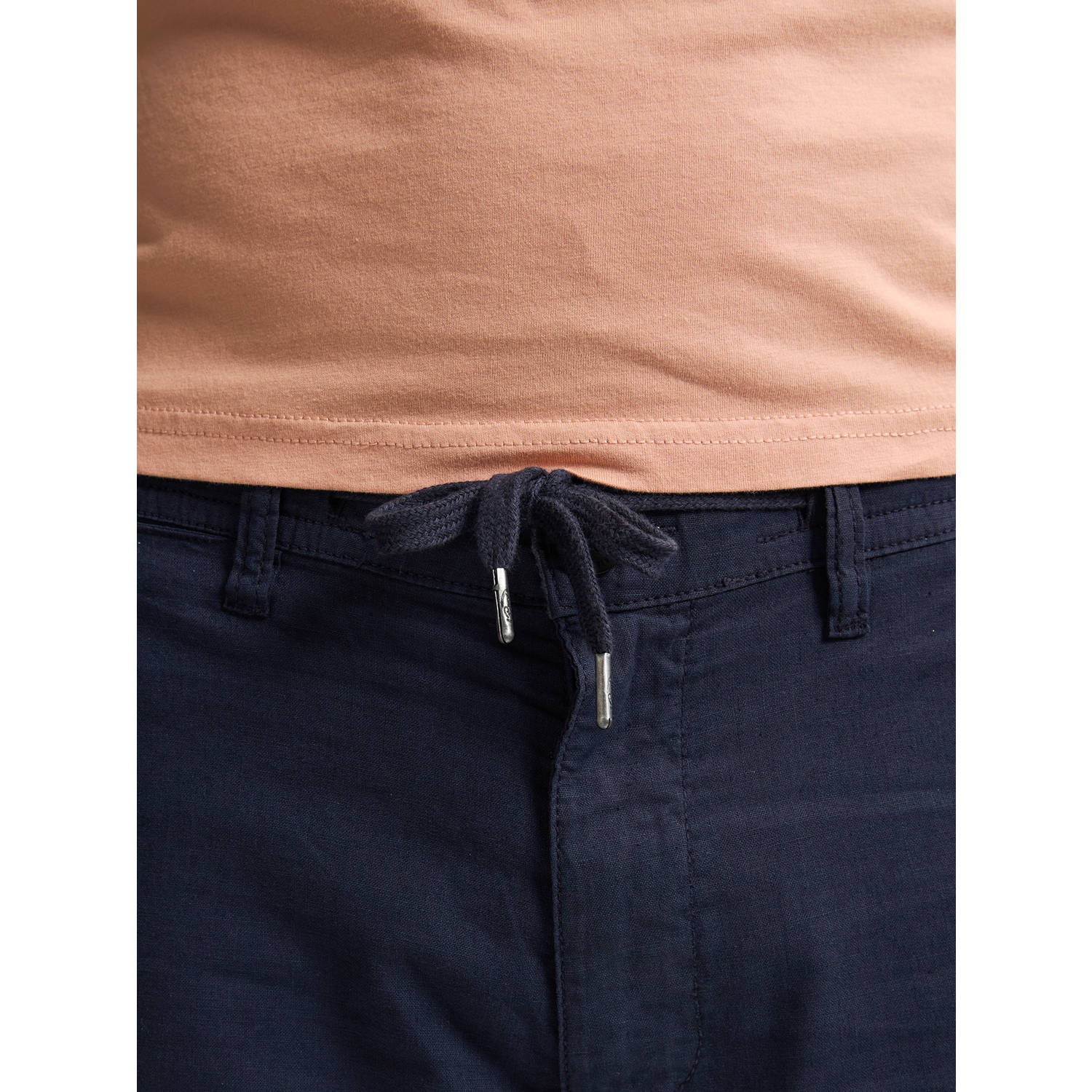 Petrol Industries linnen regular chino short donkerblauw