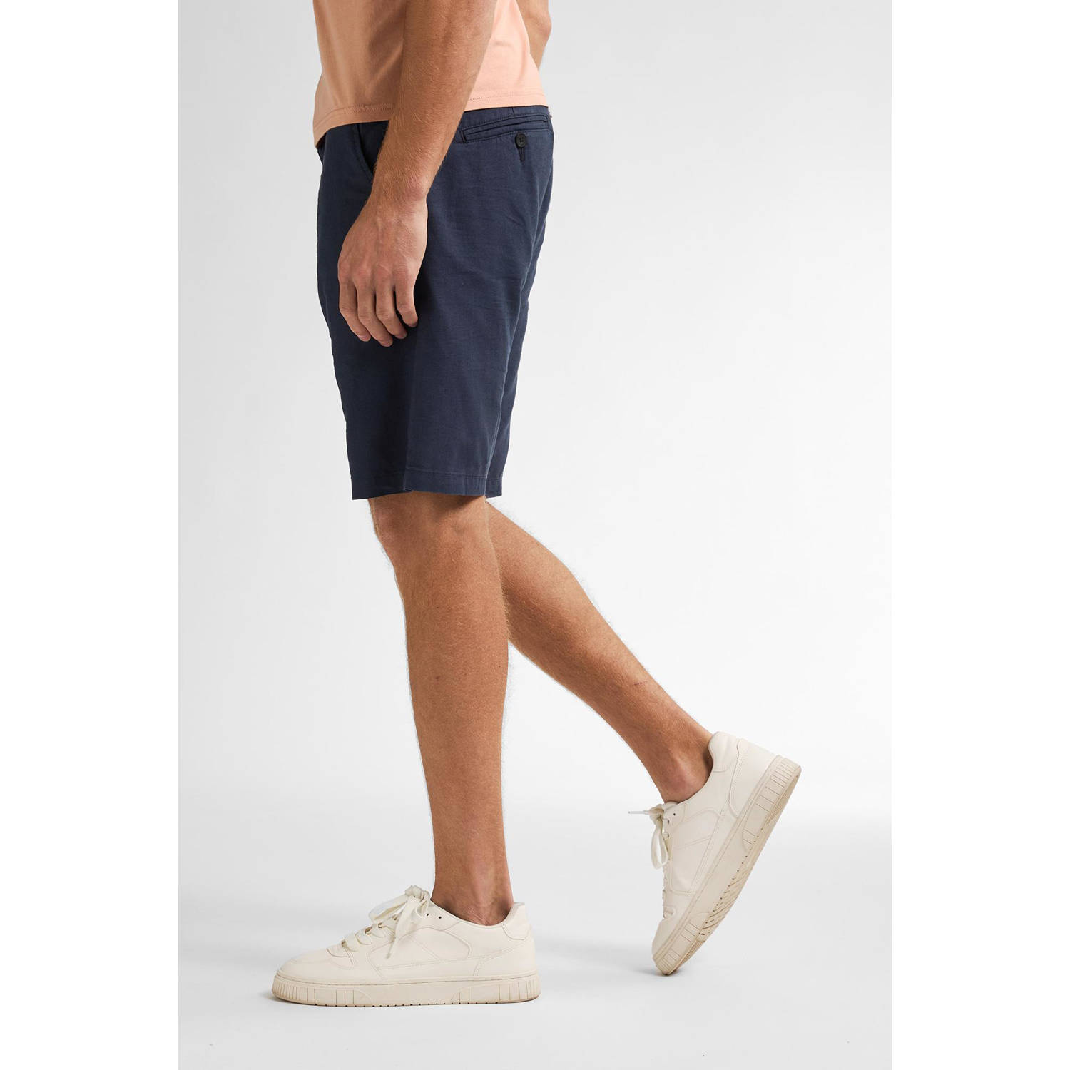 Petrol Industries linnen regular chino short donkerblauw