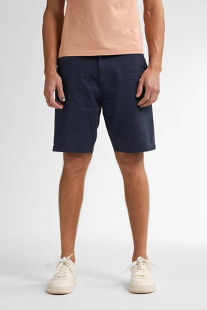 linnen regular chino short donkerblauw