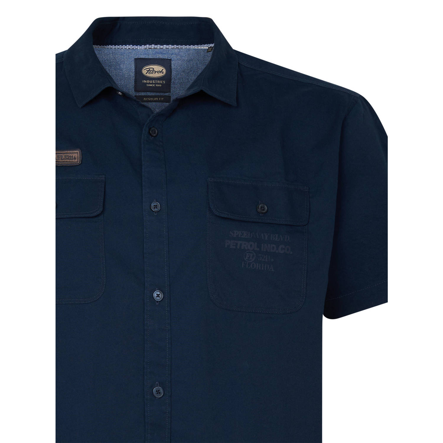 Petrol industries Plus Size casual overhemd donkerblauw