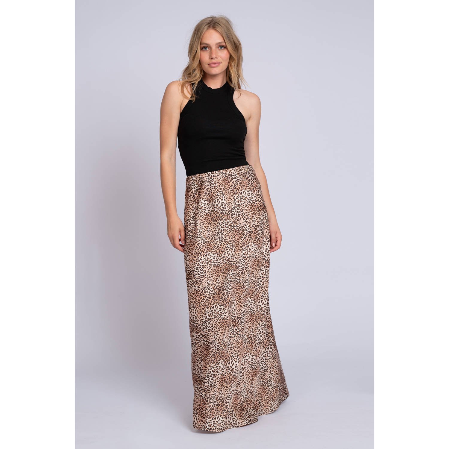 NIKKIE X Franka Vedder midi rok met panterprint