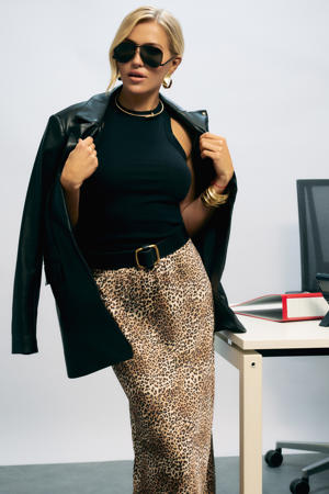 X Franka Vedder midi rok met panterprint