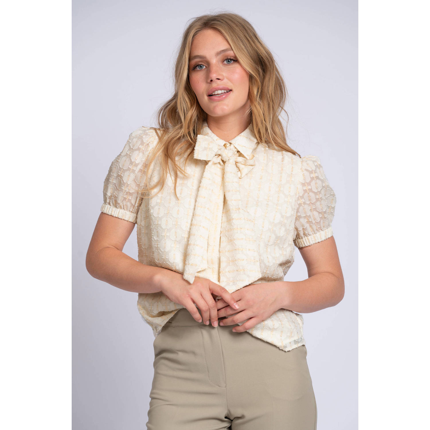NIKKIE blouse ecru met lurex