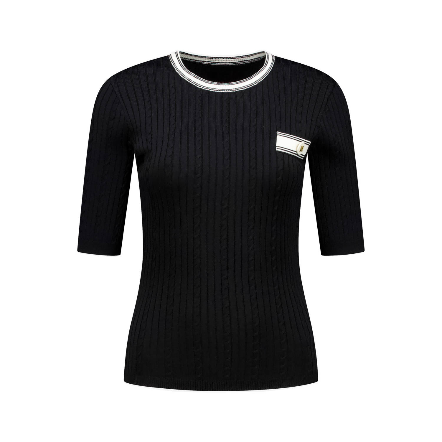 NIKKIE top zwart rib gebreid