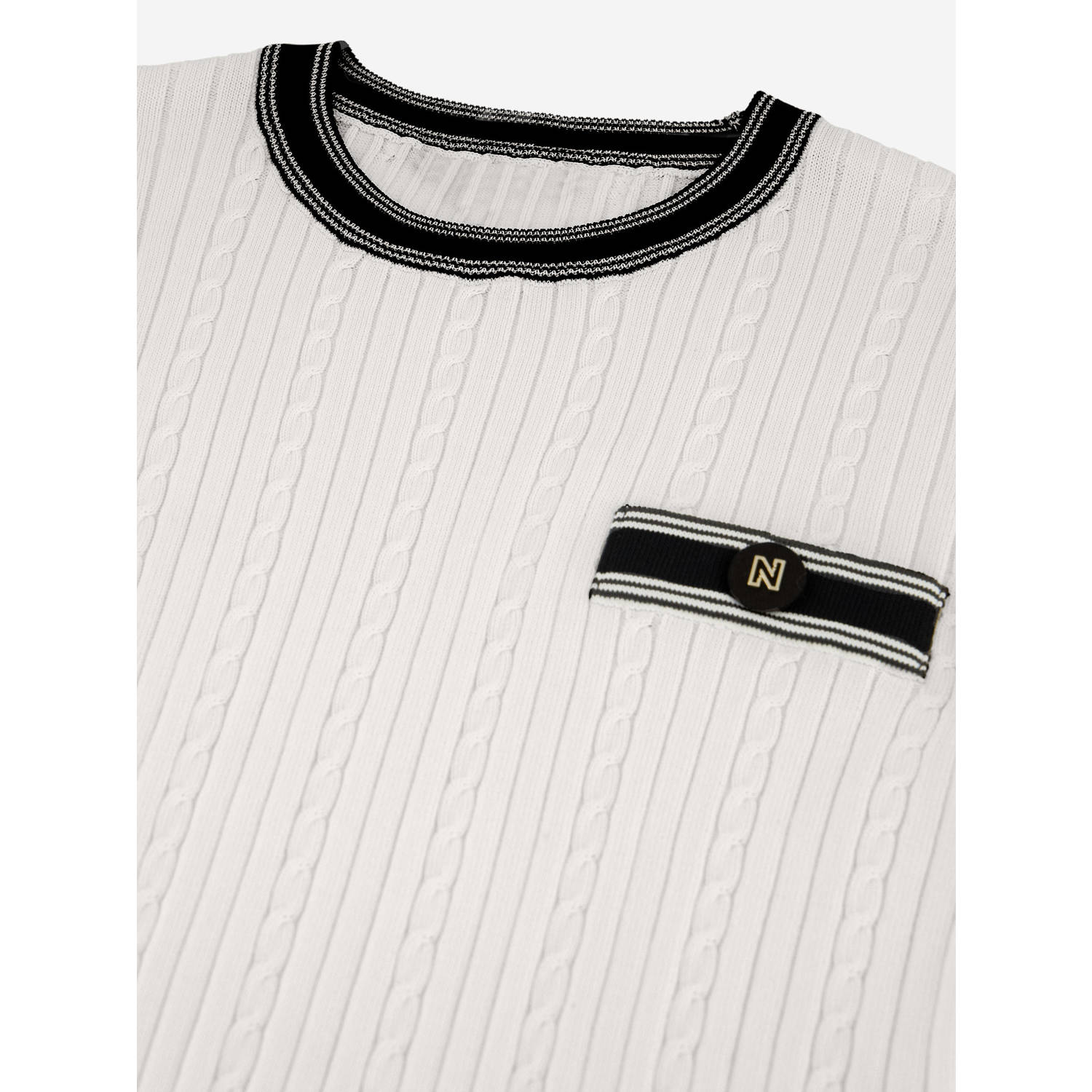 NIKKIE top ecru rib gebreid