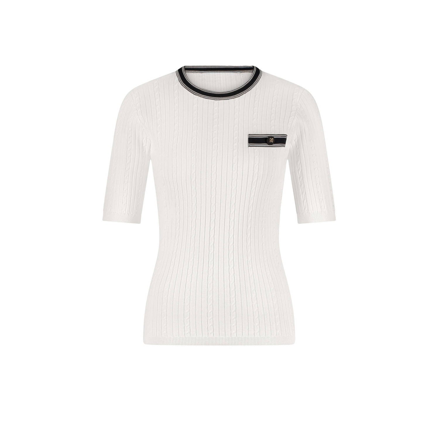 NIKKIE top ecru rib gebreid
