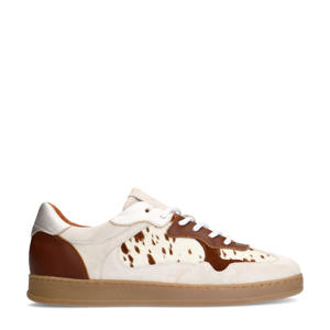 leren sneakers cognac wit