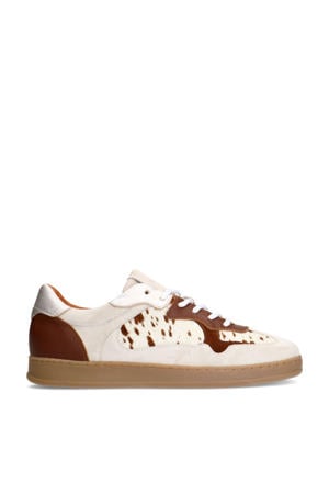 leren sneakers cognac wit
