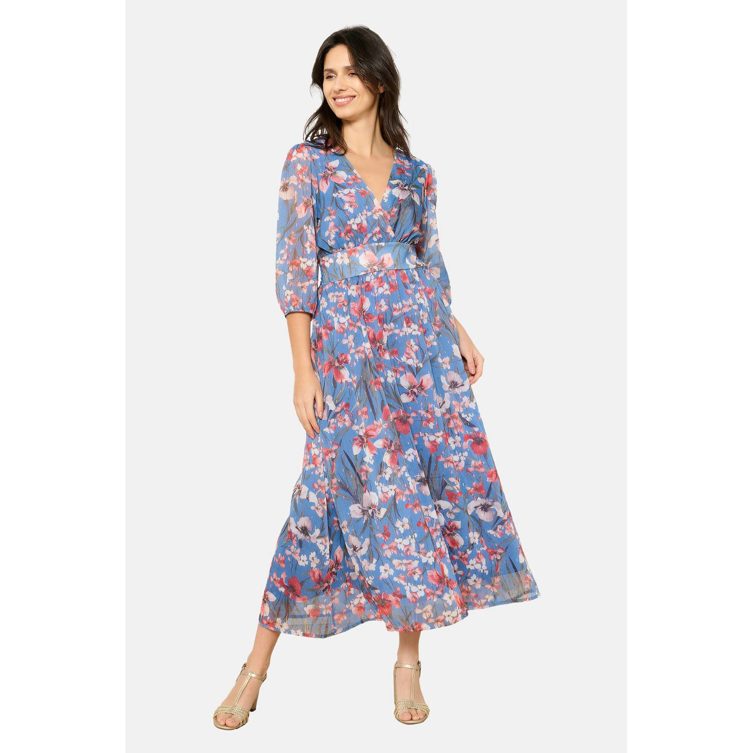 LOLALIZA midi jurk met glitter blauw