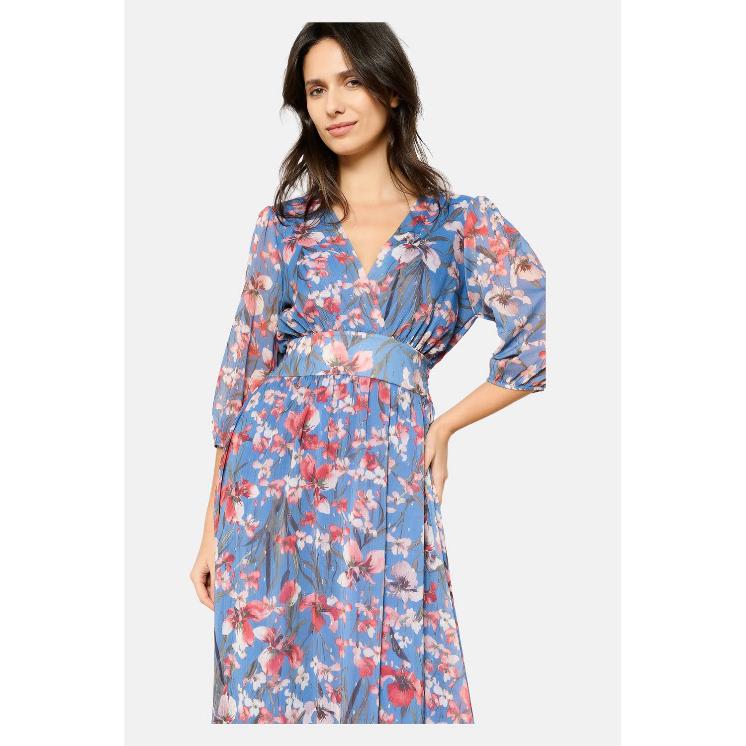 LOLALIZA midi jurk met glitter blauw