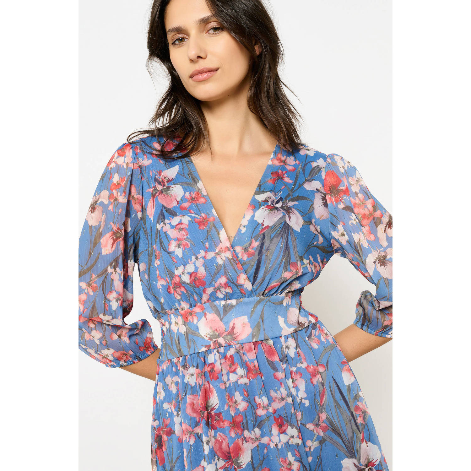 LOLALIZA midi jurk met glitter blauw