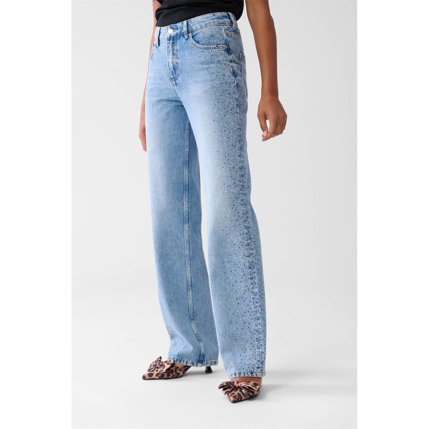 Shoeby regular waist wide leg jeans light blue denim