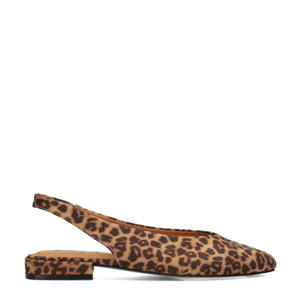 Anna  slingback loafers met panterprint cognac/donkerbruin