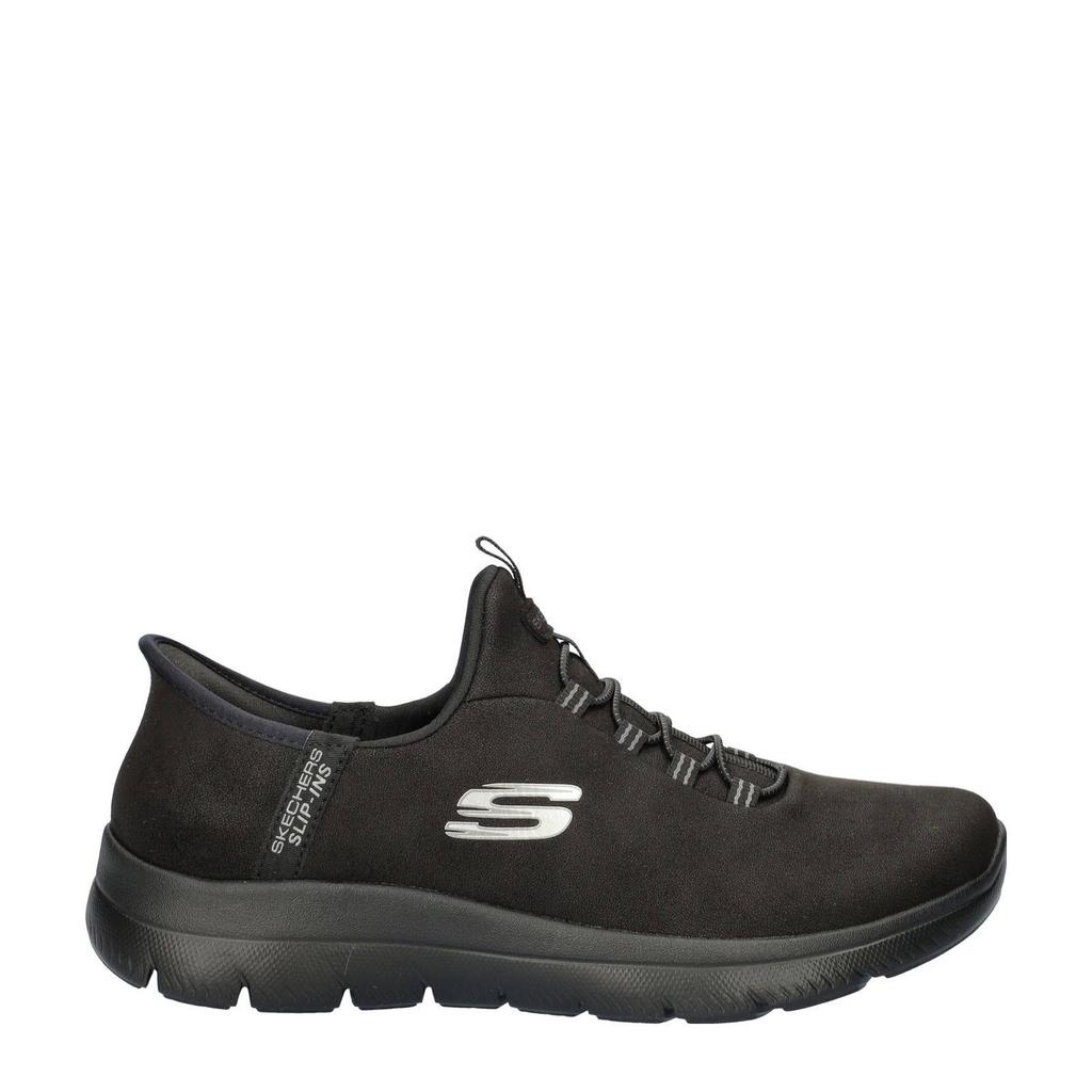 Zwarte dames Skechers Hands Free Slip-Ins sneakers van imitatieleer