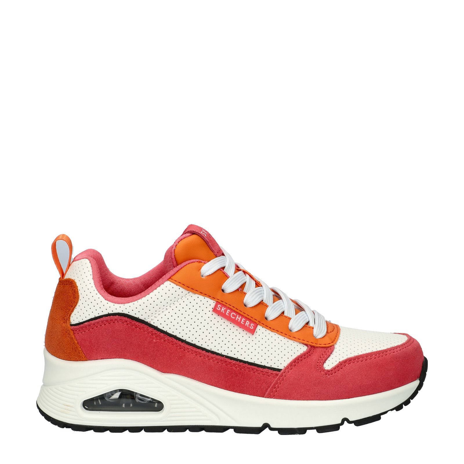 Skechers Uno - 2 Much Fun chunky sneakers wit/roze/oranje | wehkamp
