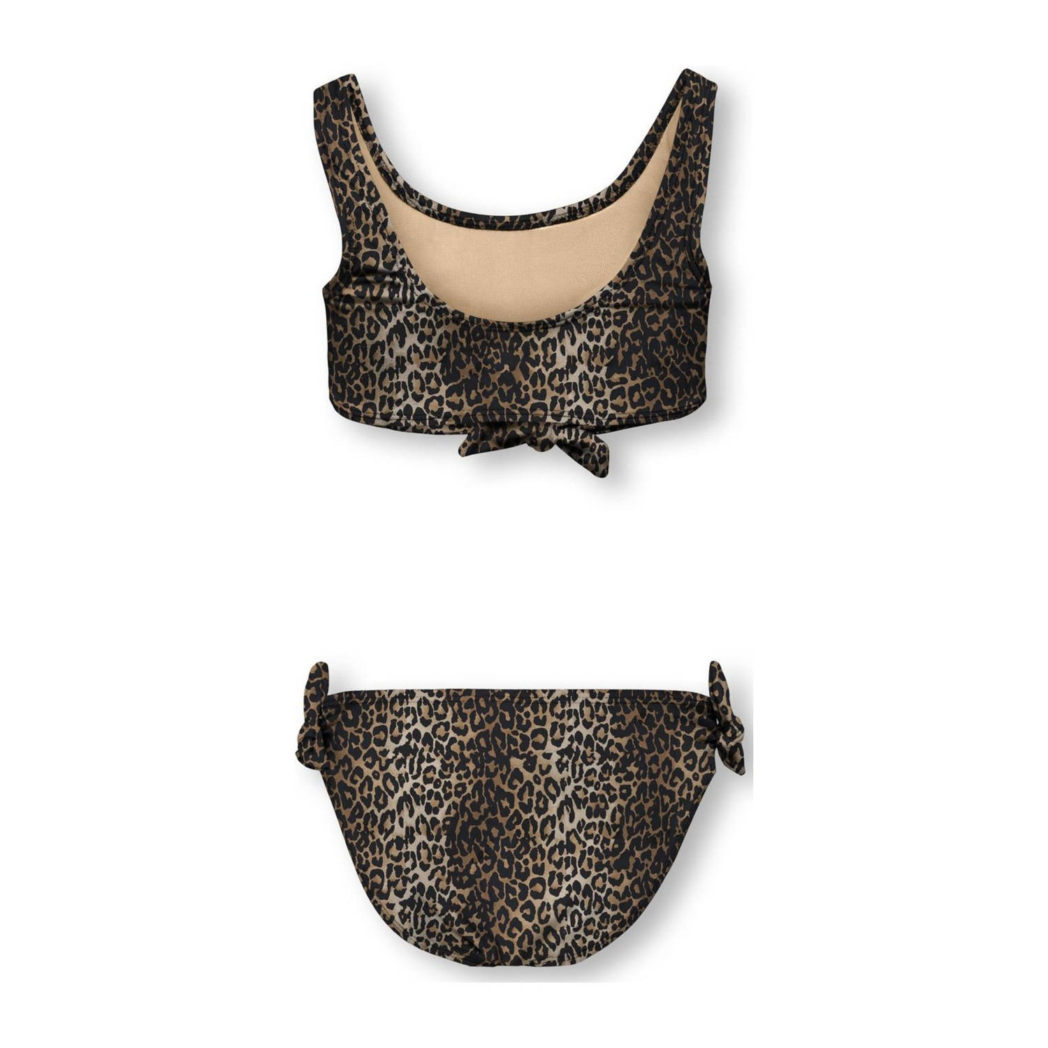 ONLY KIDS GIRL crop bikini met panterprint bruin