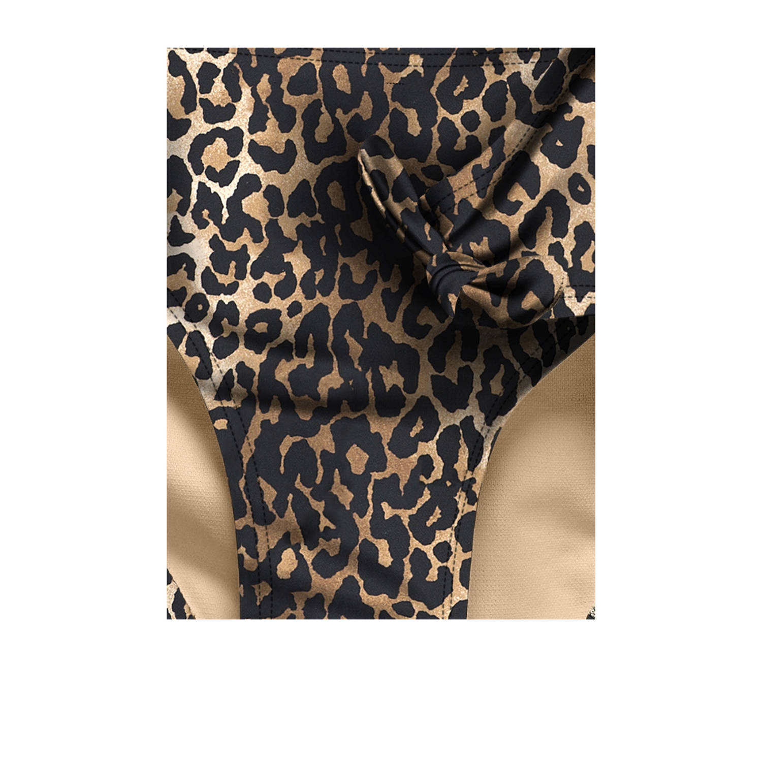 ONLY KIDS GIRL crop bikini met panterprint bruin