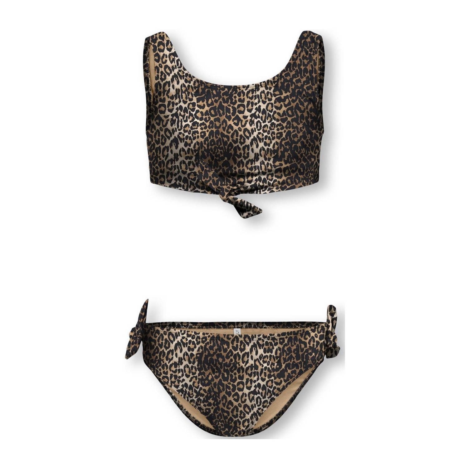 ONLY KIDS GIRL crop bikini met panterprint bruin