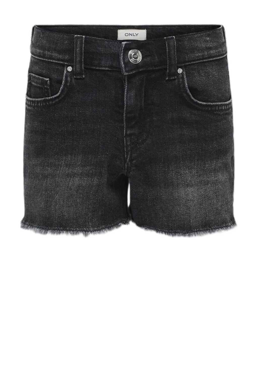 Zwarte meisjes KIDS ONLY GIRL straight short van denim met rits- en knoopsluiting en effen