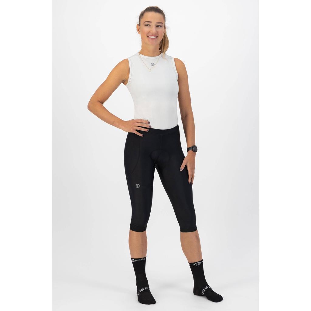 Zwarte dames Rogelli fietsbroek Core van polyamide met elastische tailleband en effen