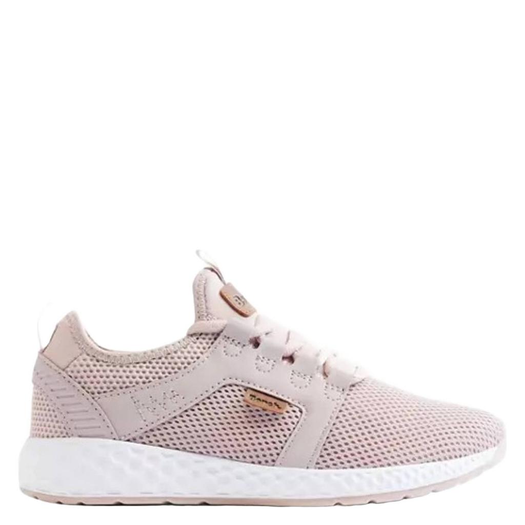 Lichtroze dames Bench sneakers van textiel en imitatieleer met veters