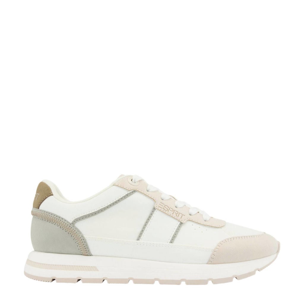 Witte dames ESPRIT sneakers van imitatieleer met veters