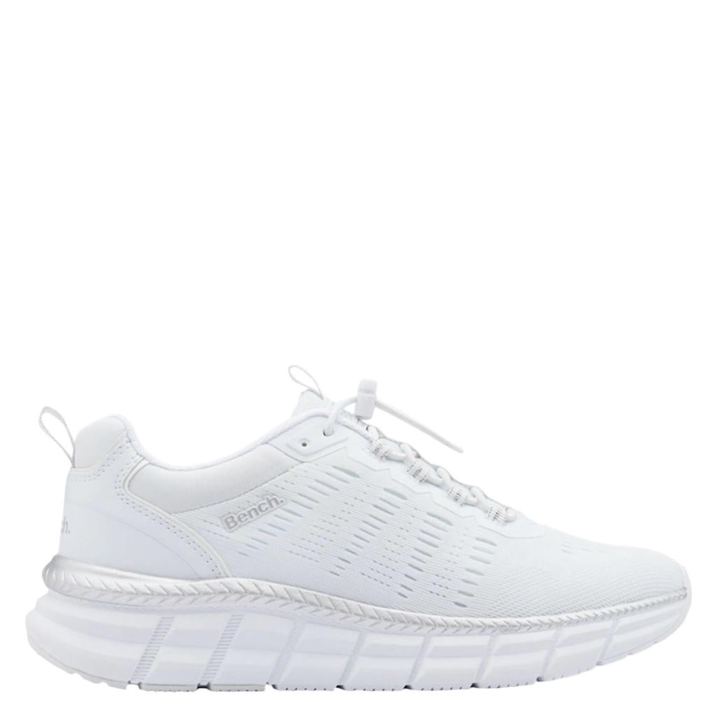 Witte dames Bench sneakers van textiel met veters
