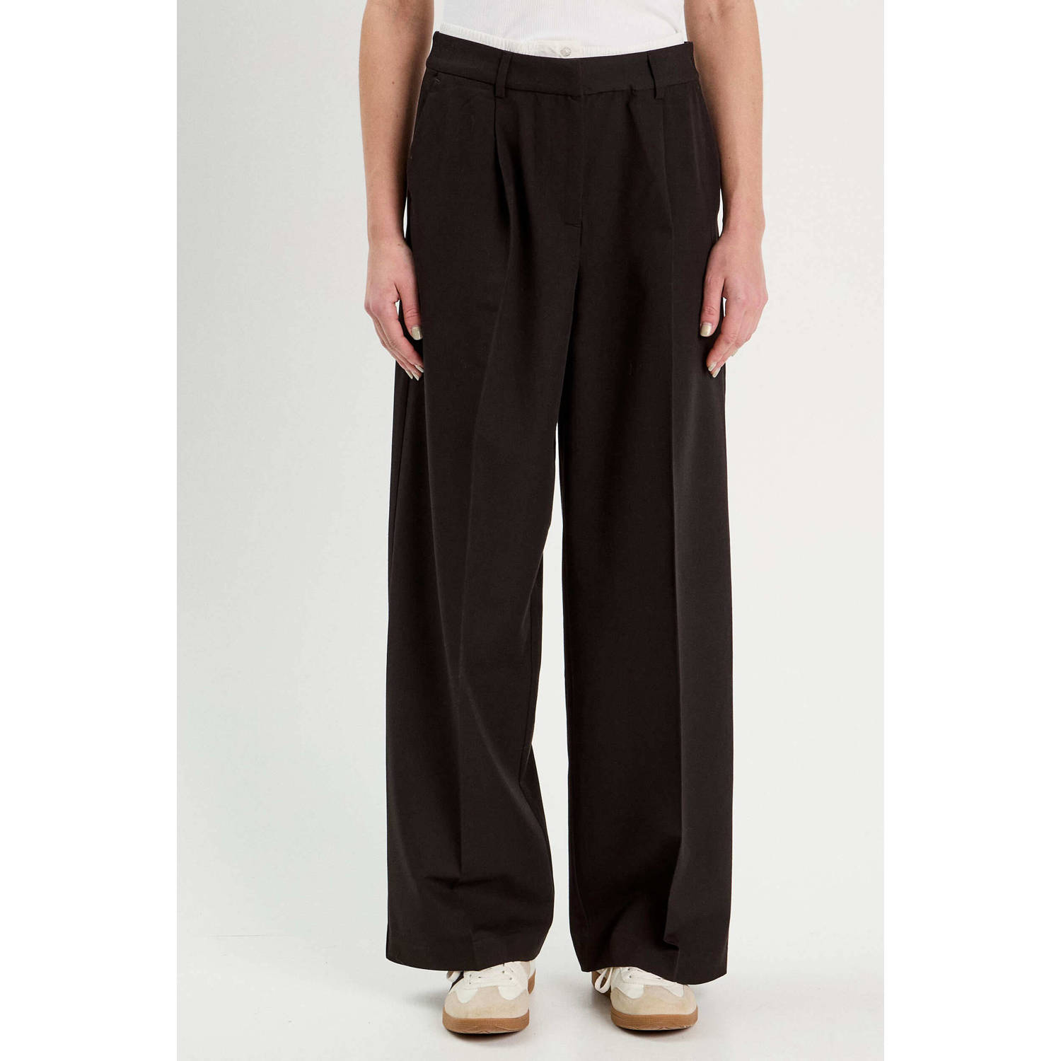 Cache straight regular waist casual broek zwart