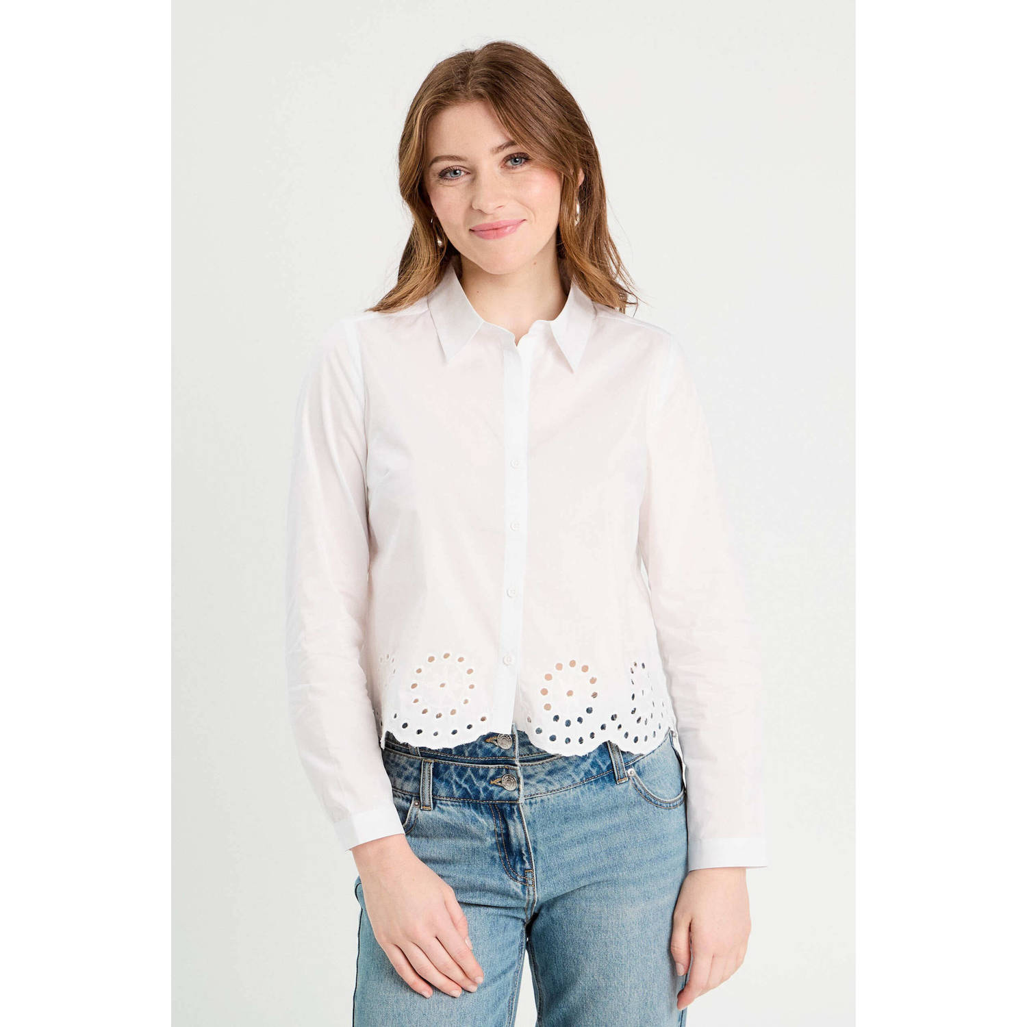 Cache blouse wit broderie