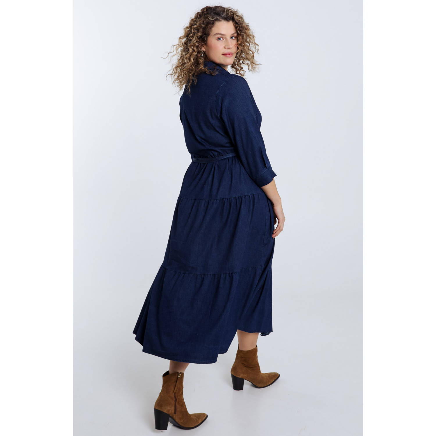 Paprika midi jurk blauw