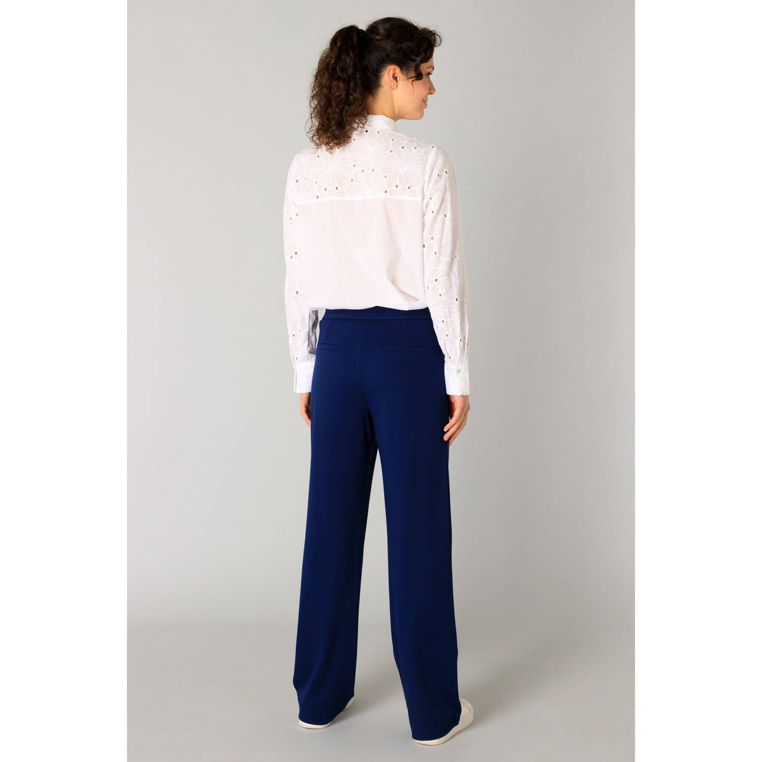 Yest wide leg regular waist broek donkerblauw