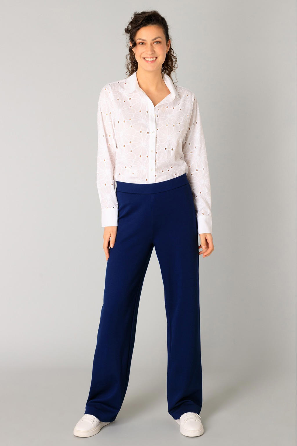 Yest broek travelstof donkerblauw